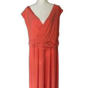 Glamour Orange and Pink Sleeveless Dolman V-Neck Sheath Maxi Dress